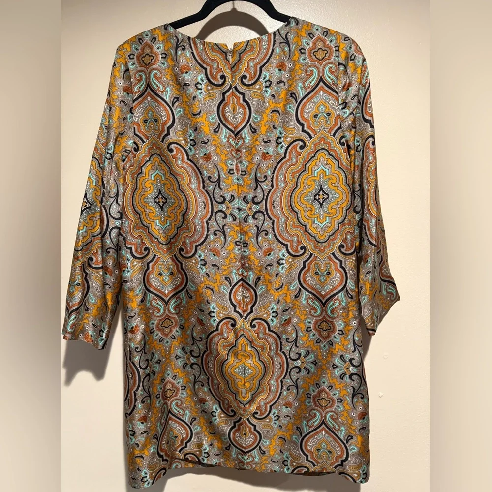 J. Crew Paisley Mini Dress in Mustard, Teal, Brown
